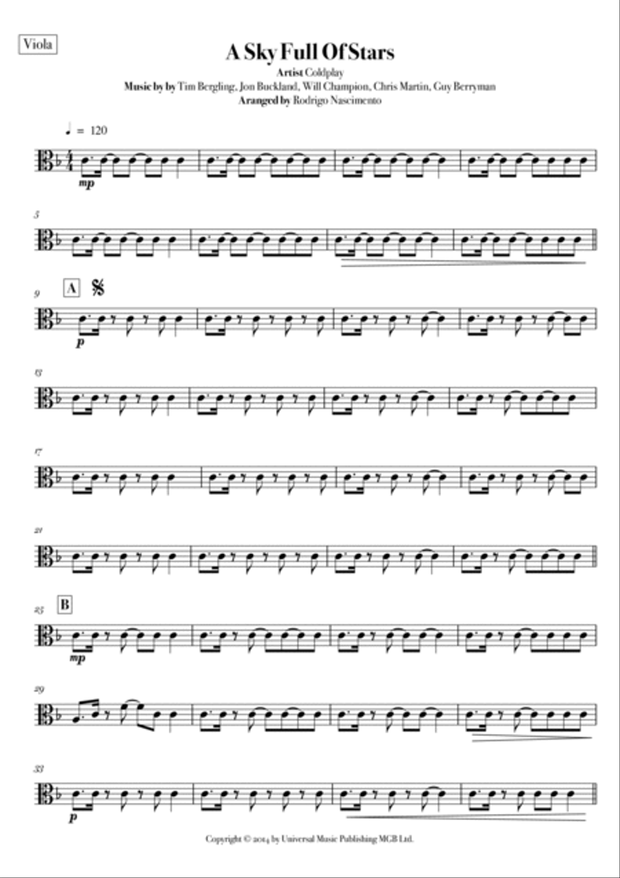 A Sky Full Of Stars String Quartet scores gallery preview page 5