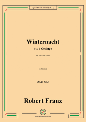 Book cover for Franz-Winternacht,in f minor,Op.21 No.5,for Voice and Piano