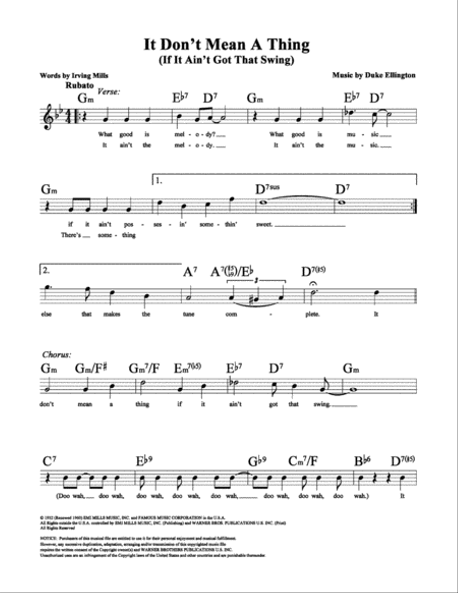 It Don't Mean a Thing (If It Ain't Got That Swing) School and Community scores gallery preview page 2