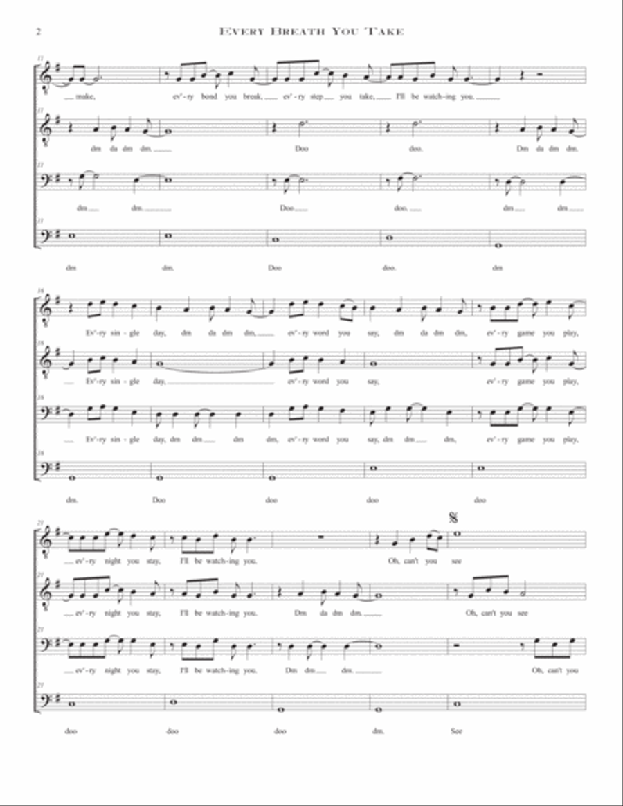 Every Breath You Take TTBB scores gallery preview page 2