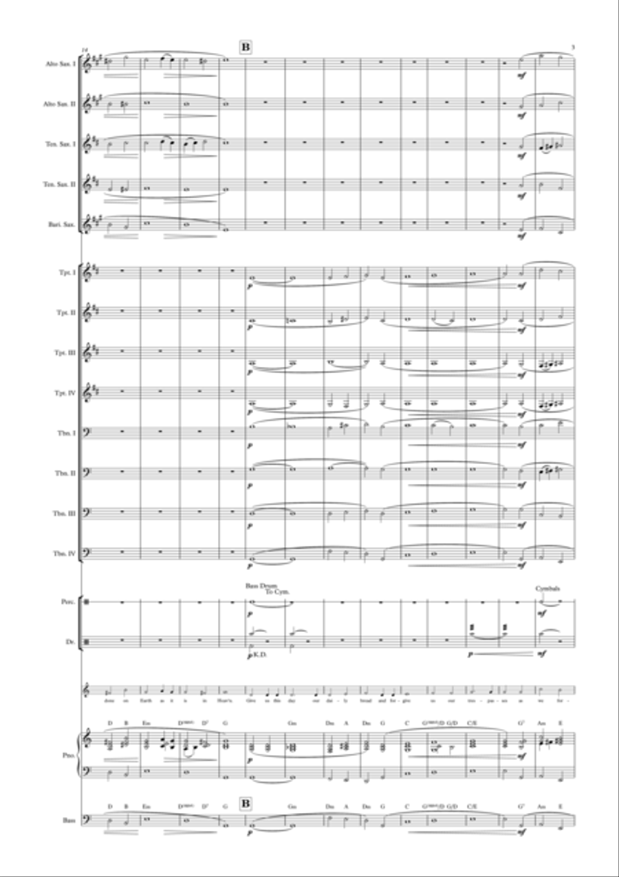The Lord's Prayer Jazz Ensemble scores gallery preview page 3
