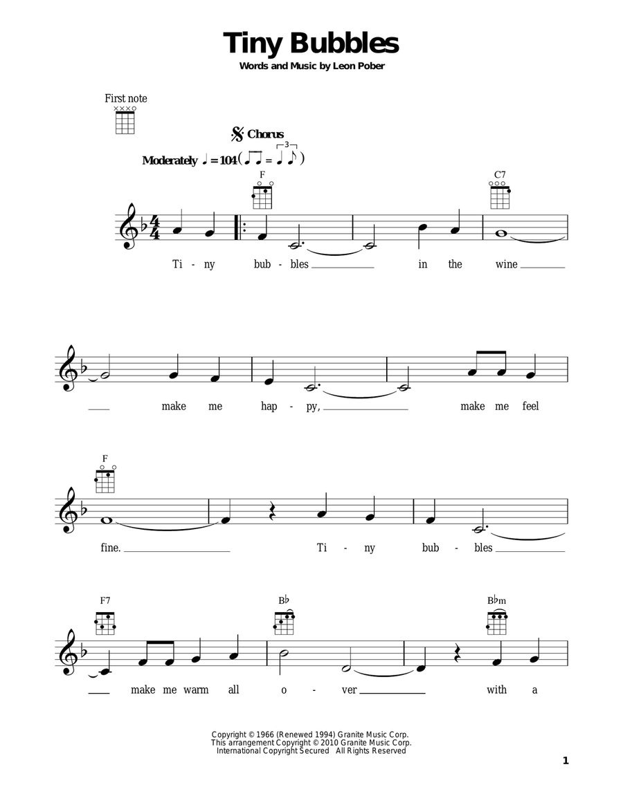Tiny Bubbles Ukulele scores gallery preview page 1