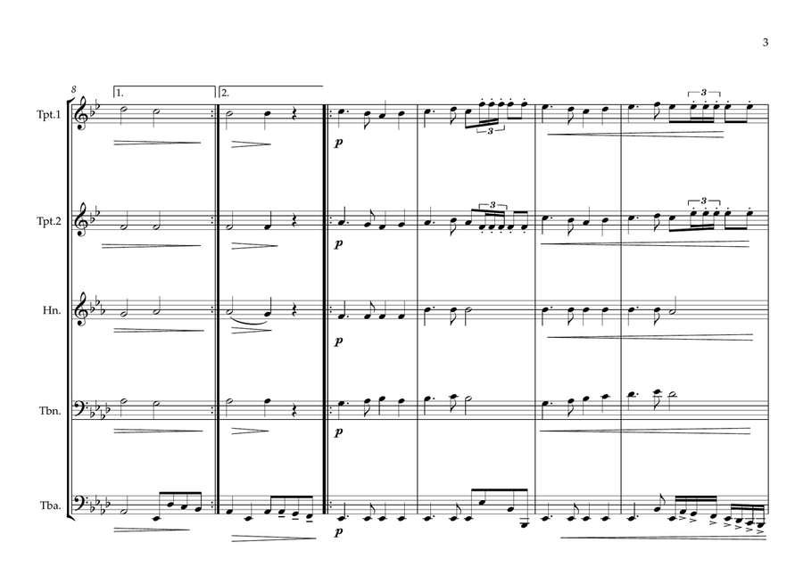 Lithuanian National Anthem for Brass Quintet (World National Anthem Series) Brass Quintet scores gallery preview page 3
