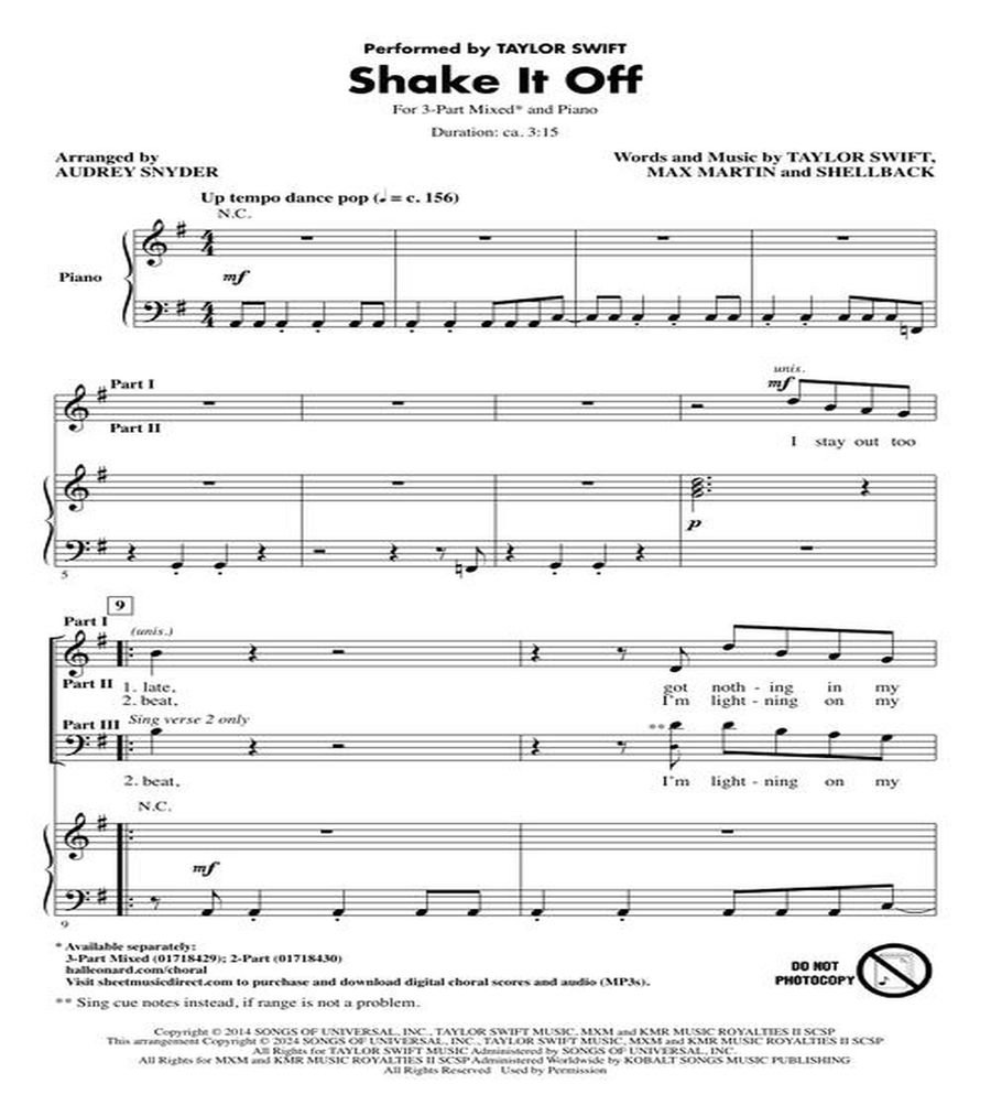 Shake It Off Shake It Off 3-Part scores gallery preview page 3