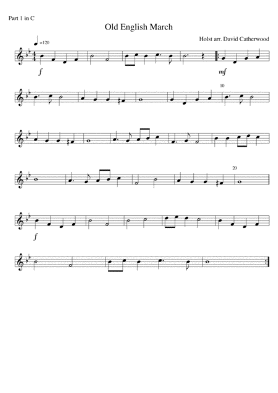 Old English March by Holst arranged for Flexible ensemble by David Catherwood Concert Band scores gallery preview page 3