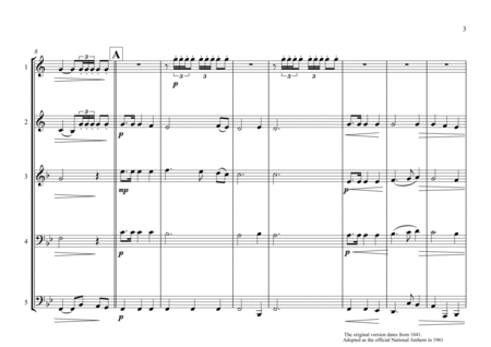 Swiss National Anthem for Brass Quintet (MFAO World National Anthem Series) image number null