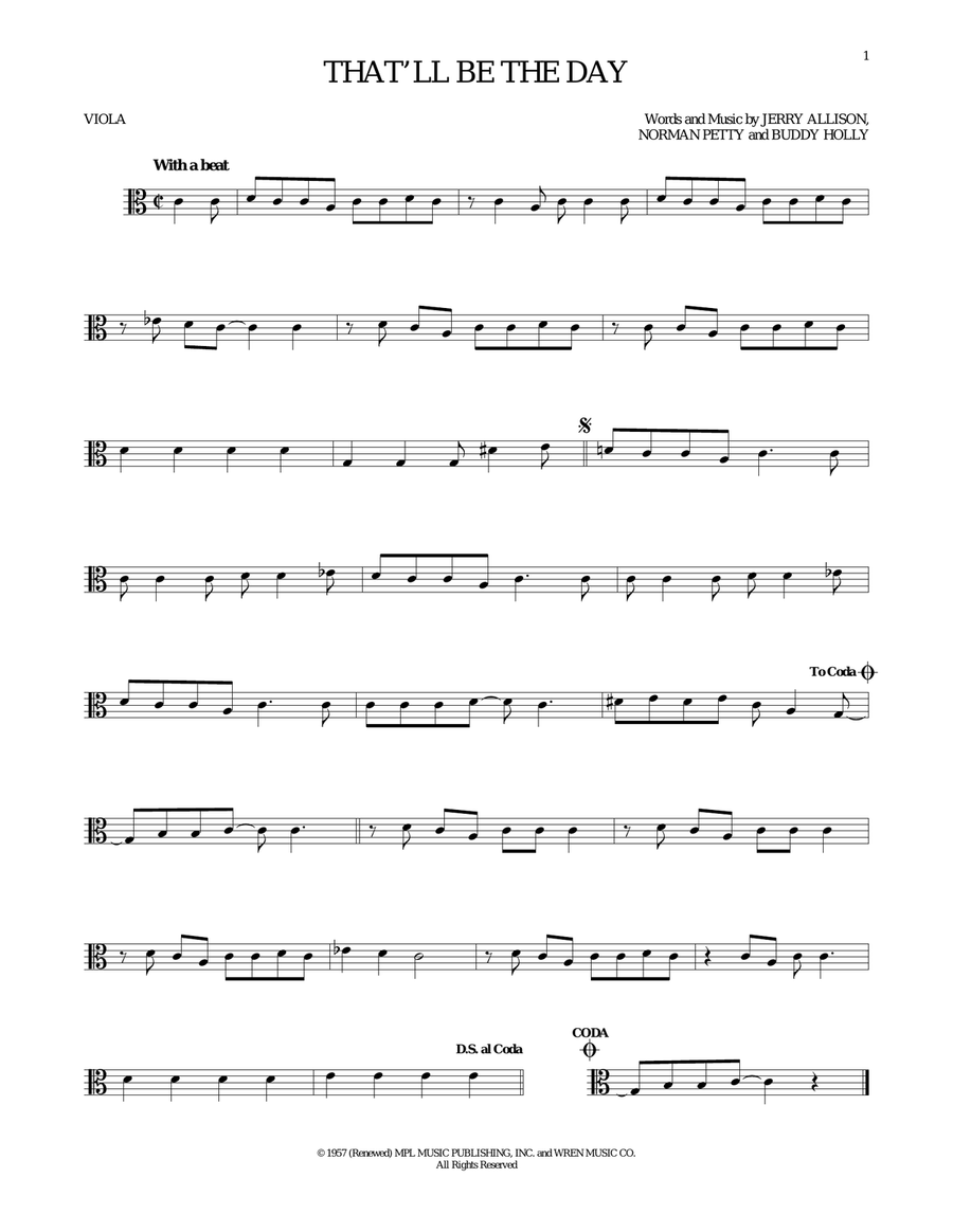 That'll Be The Day That'll Be The Day Viola Solo scores gallery preview page 1