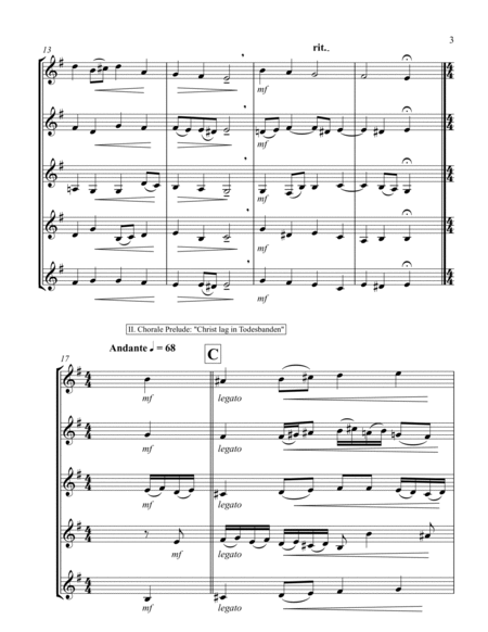 Three selections based on "Christ lag in Todesbanden" (Trumpet Quintet)