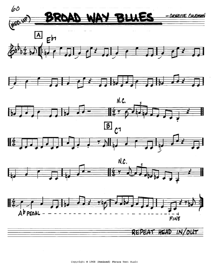 Broad Way Blues C Instrument scores gallery preview page 1