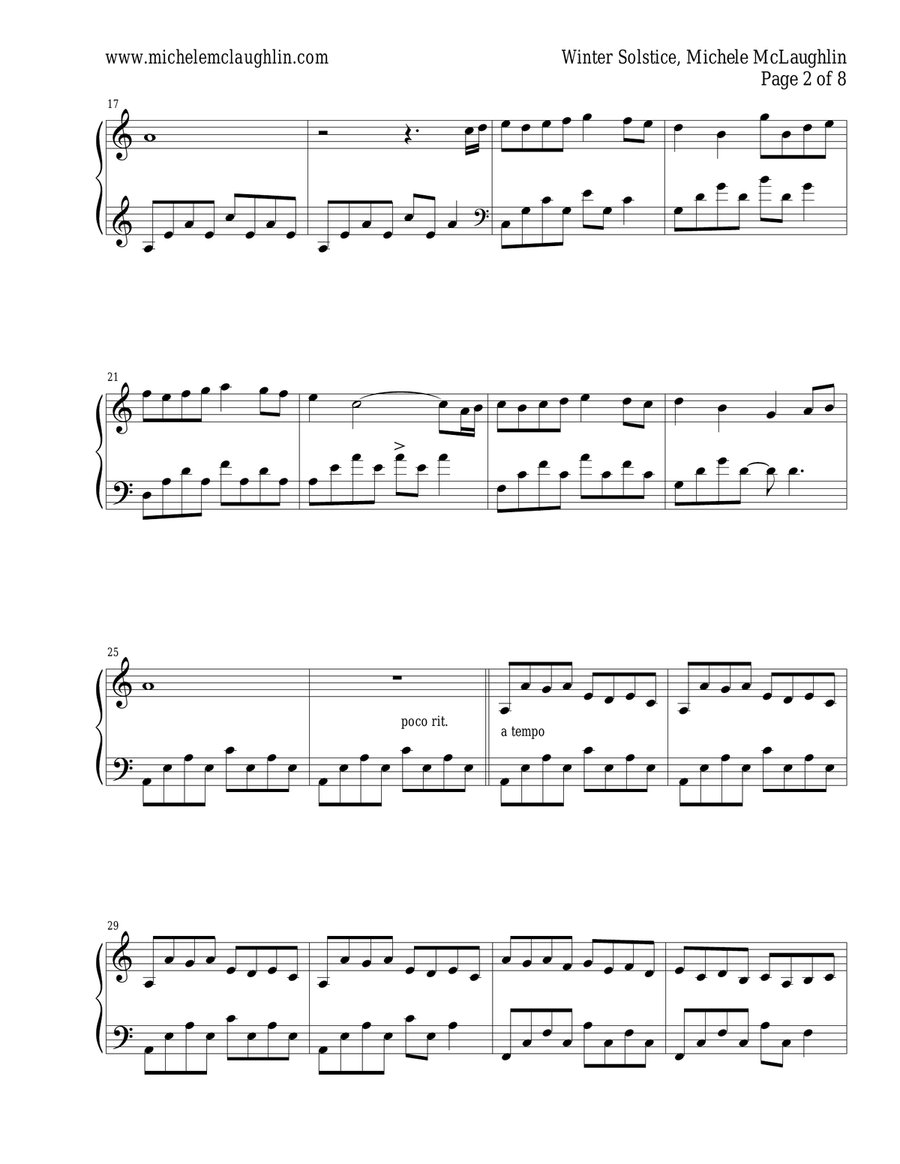 Winter Solstice Piano Solo scores gallery preview page 2