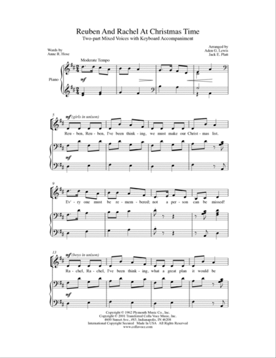 Reuben And Rachel At Christmas Time 4-Part scores gallery preview page 2