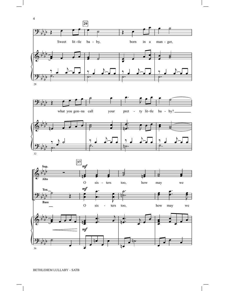 Bethlehem Lullaby 4-Part scores gallery preview page 3
