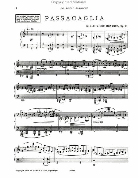Niels Viggo Bentzon: Passacaglia for Piano, Op. 31