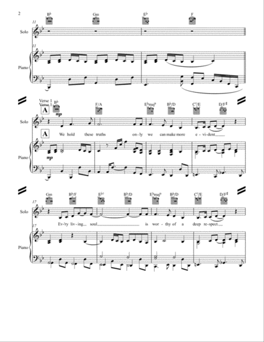Every Man, Woman, and Child - Piano Vocal Solo - Original - Bb Major Voice Solo scores gallery preview page 2