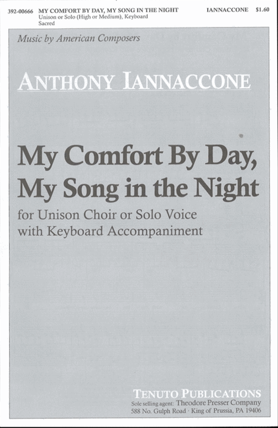 My Comfort By Day, My Song in the Night Unison Choir scores gallery preview page 1