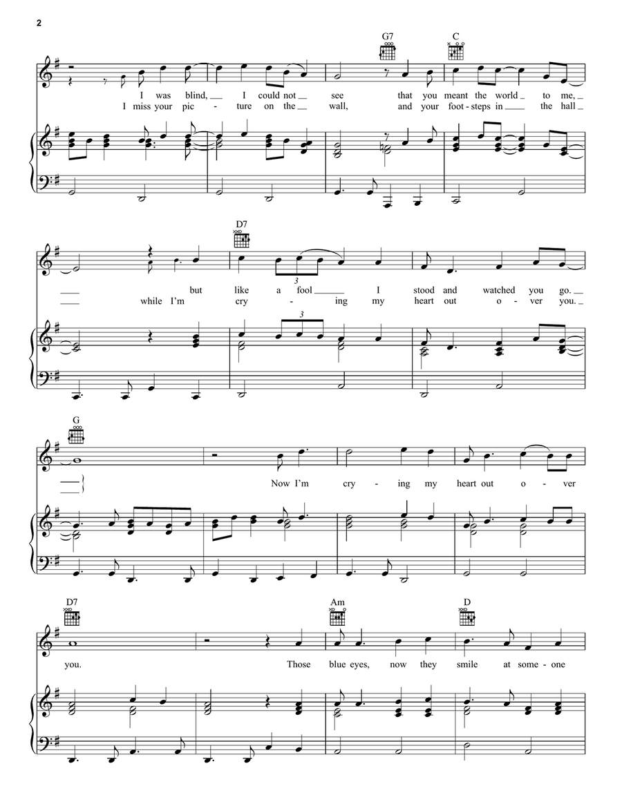 Crying My Heart Out Over You Piano, Vocal, Guitar scores gallery preview page 2