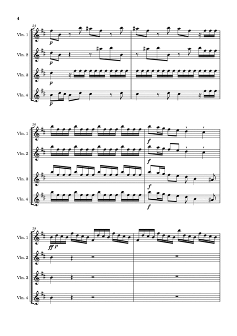 Vivaldi - L'Estro Armonico - Op.3 No.10 - Concerto for 4 Violins - RV 580: I. Allegro String Quartet scores gallery preview page 4