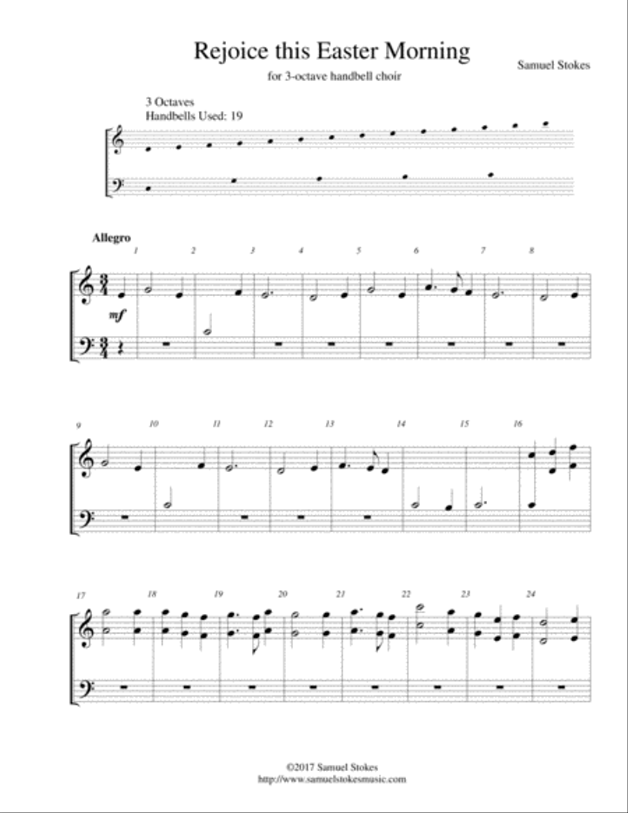 Rejoice this Easter Morning - for 3-octave handbell choir 3-Octaves scores gallery preview page 1