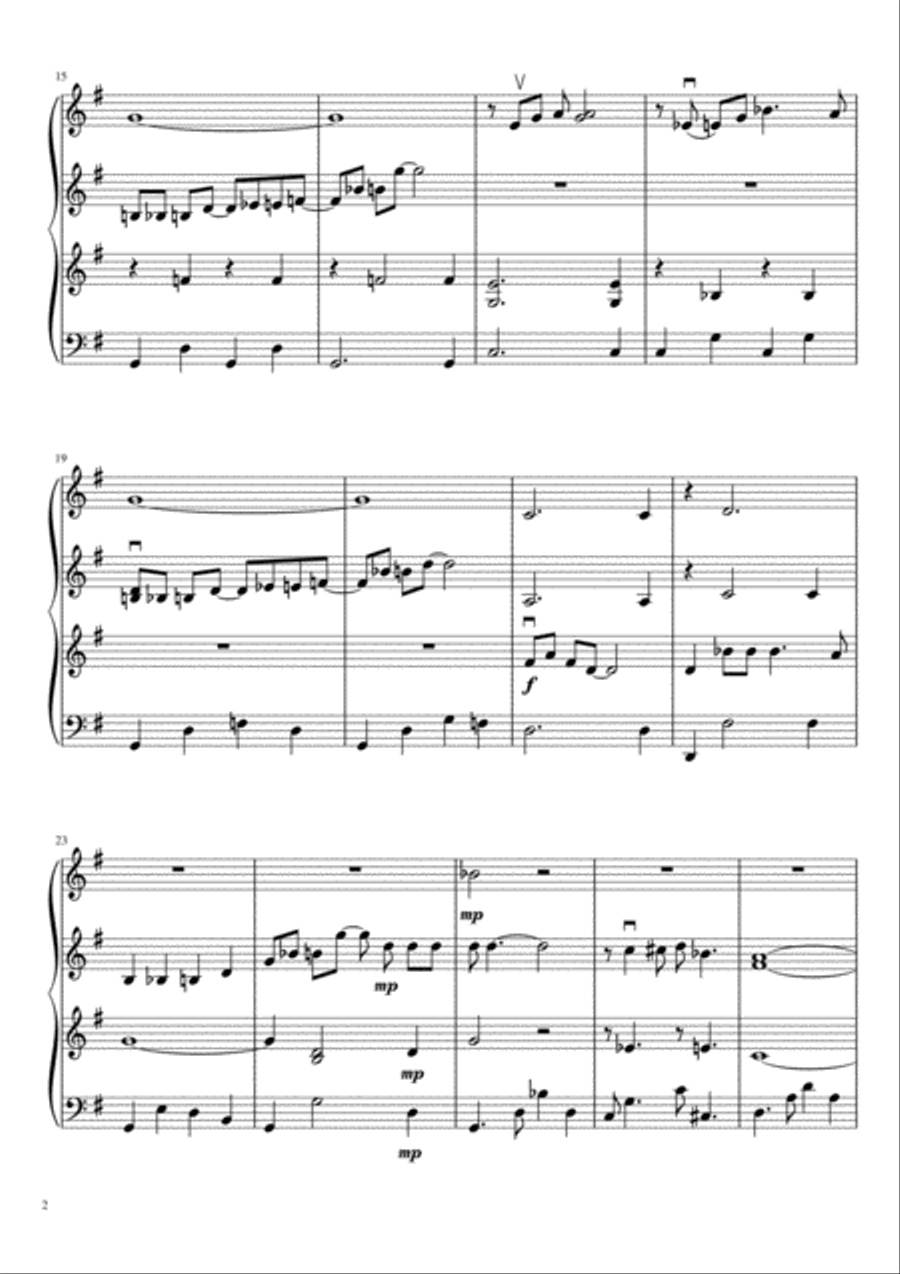Saint Louis Blues (three violins and cello) String Quartet scores gallery preview page 3