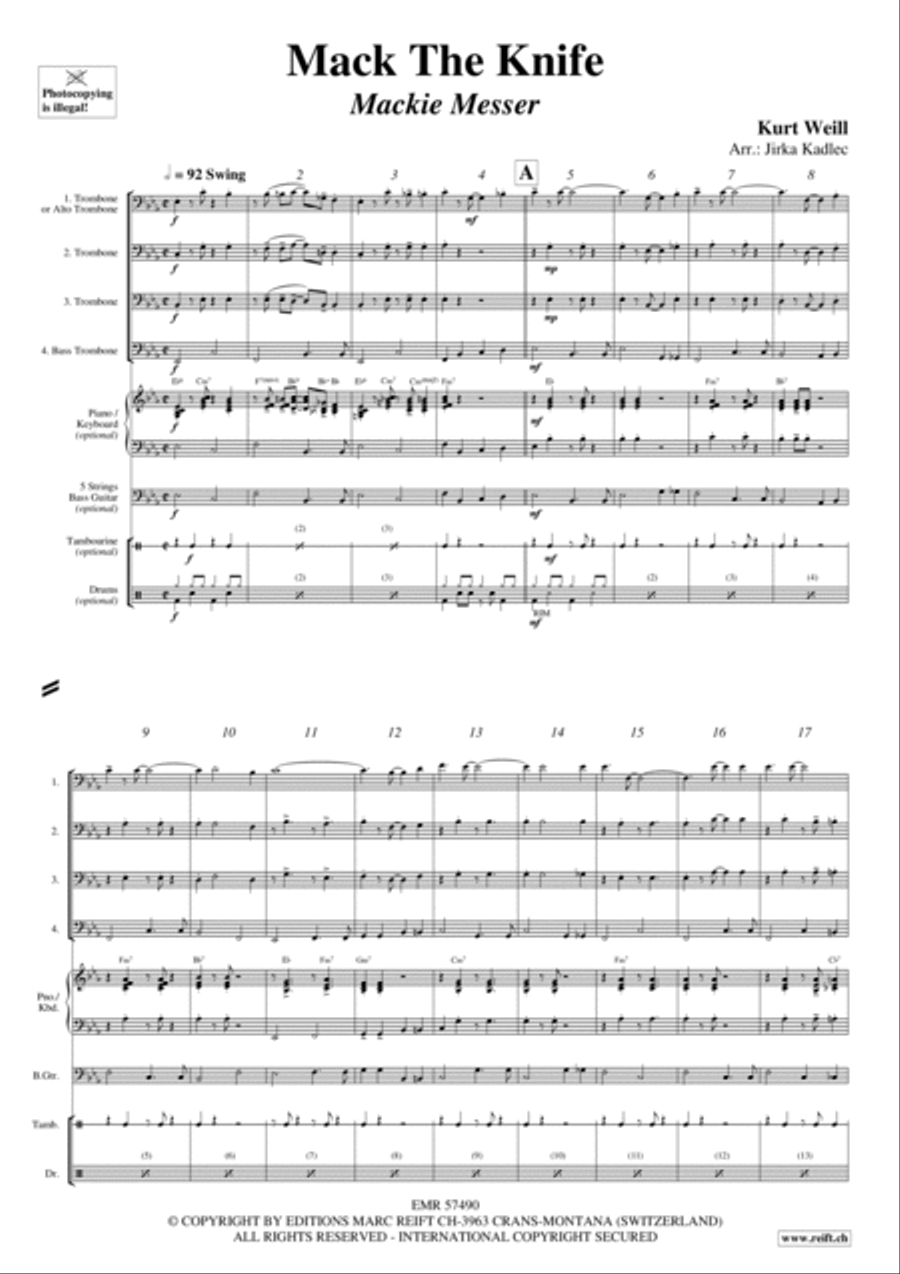 Mack The Knife Trombone Quartet scores gallery preview page 3