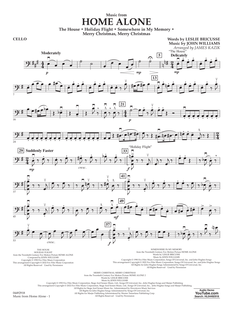 Music from Home Alone - Cello String Orchestra scores gallery preview page 1