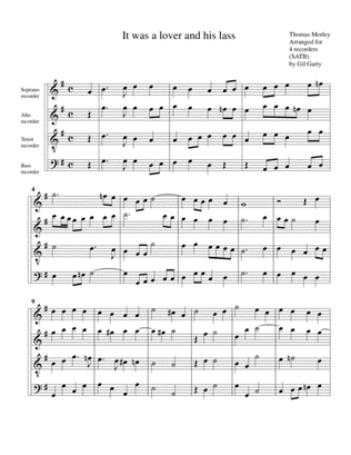 It was a lover and his lass (arrangement for 4 recorders)