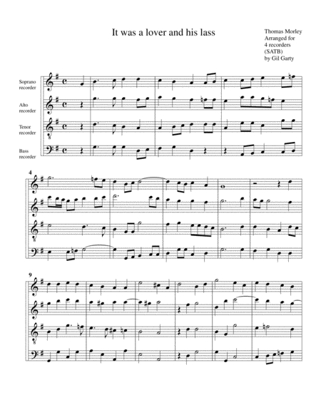 It was a lover and his lass (arrangement for 4 recorders)