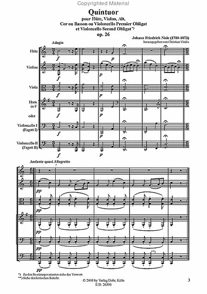 Quintuor für Flöte, Violine, Viola, Horn (Fag./Vc.) und Violoncello op. 26