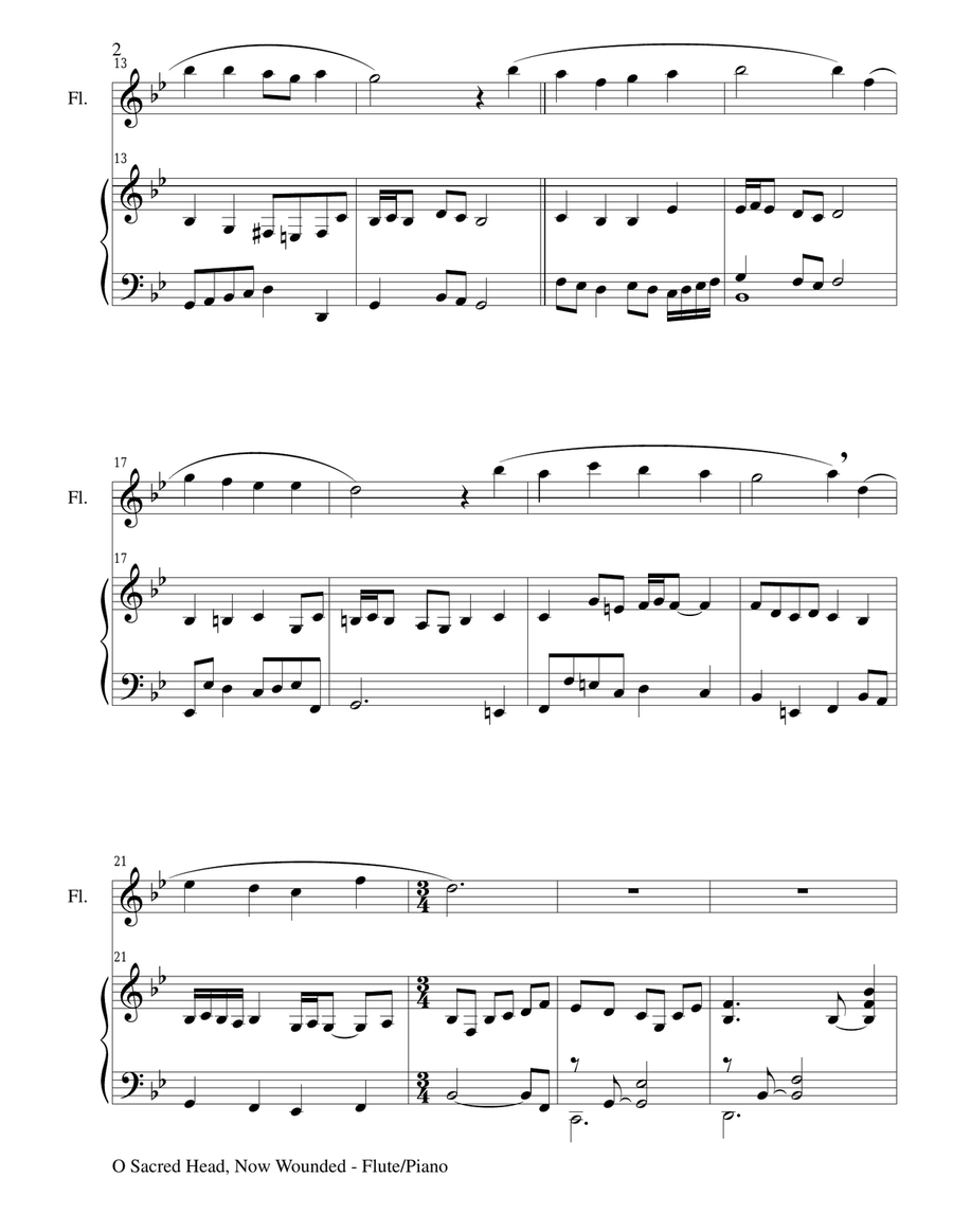 O SACRED HEAD, NOW WOUNDED (Flute/Piano and Flute Part) Flute scores gallery preview page 2