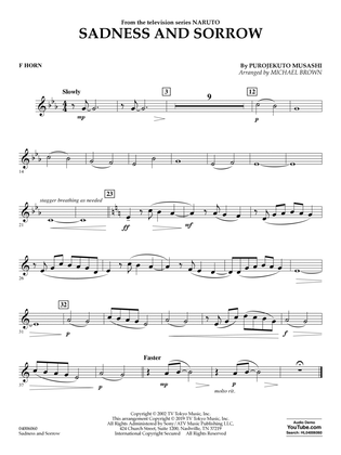 Book cover for Sadness and Sorrow (from Naruto) (arr. Michael Brown) - F Horn