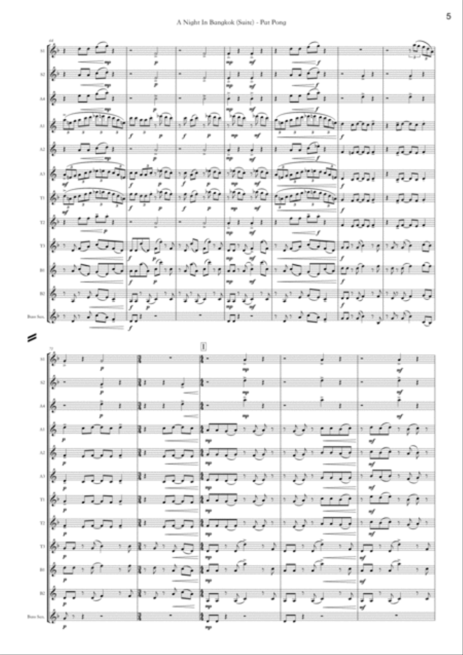 Pat Pong - (an original flexible Sax octet for advanced players) by Claire Tomsett-Rowe Woodwind Ensemble scores gallery preview page 5