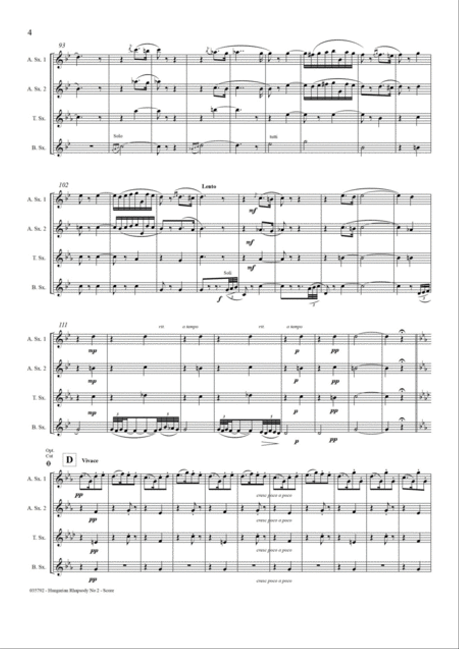 HUNGARIAN RHAPSODY NO 2 – SAXOPHONE QUARTET Saxophone Quartet scores gallery preview page 5