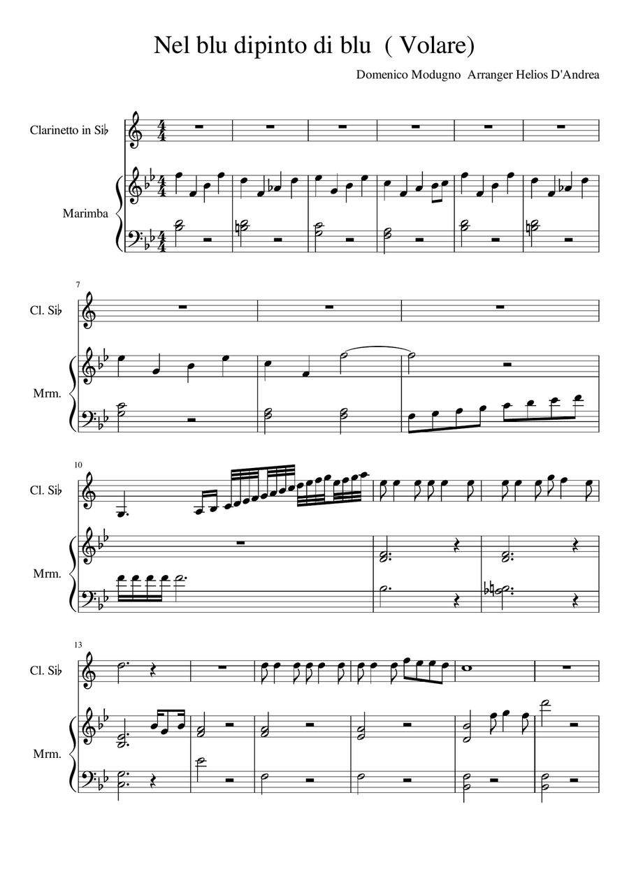 NEL BLU DIPINTO DI BLU (VOLARE) Clarinet scores gallery preview page 1