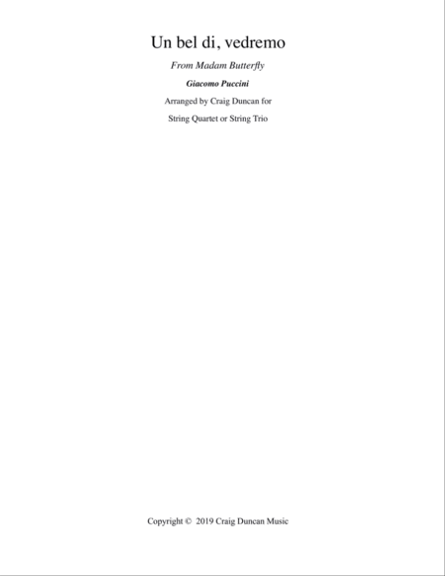 Un bel di, vedremo Un bel di, vedremo String Quartet scores gallery preview page 1