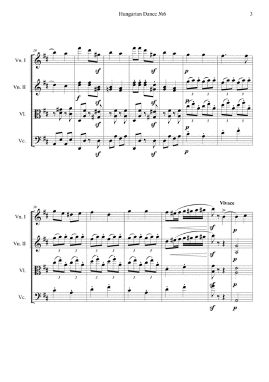 Hungarian Dance №6 String Quartet scores gallery preview page 4