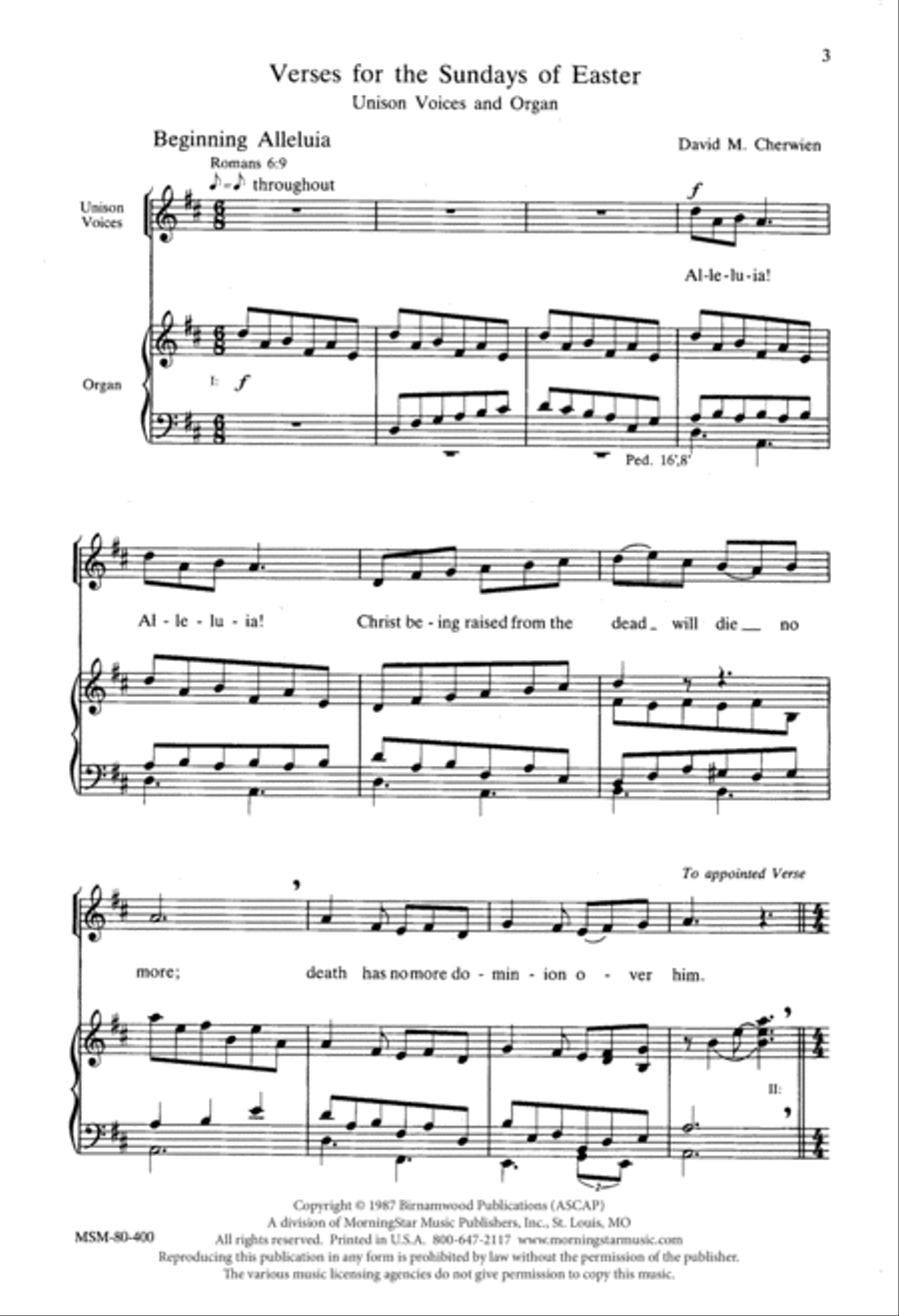 Verses for the Sundays of Easter Unison Choir scores gallery preview page 3