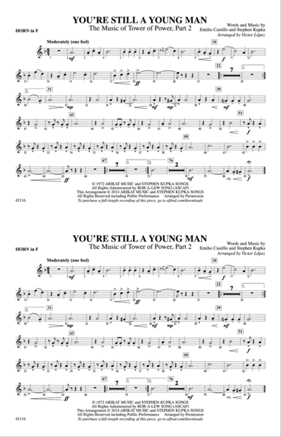 You're Still a Young Man: 1st F Horn Marching Band scores gallery preview page 1