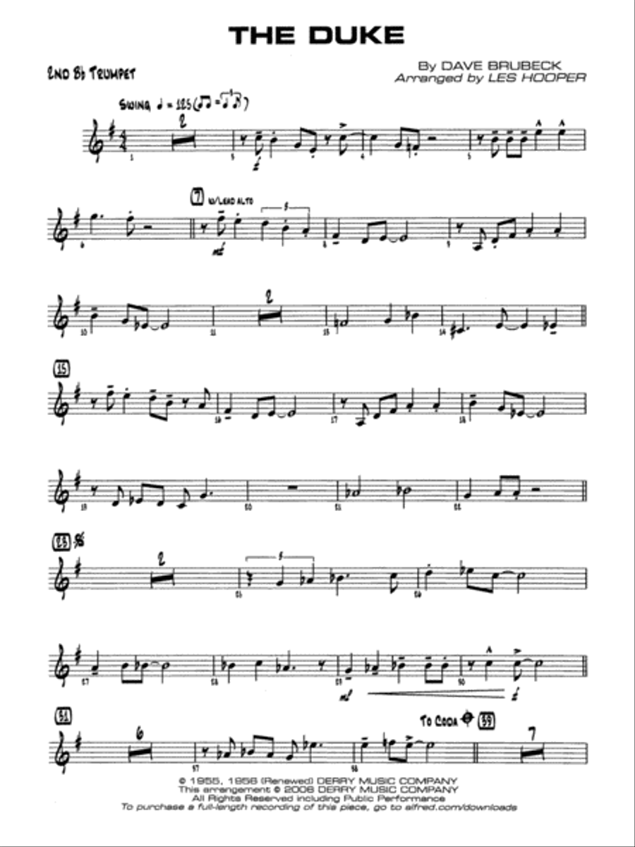 The Duke: 2nd B-flat Trumpet Jazz Ensemble scores gallery preview page 1