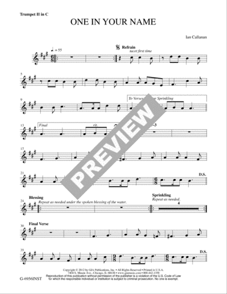 One in Your Name - Instrument edition Trumpet scores gallery preview page 5