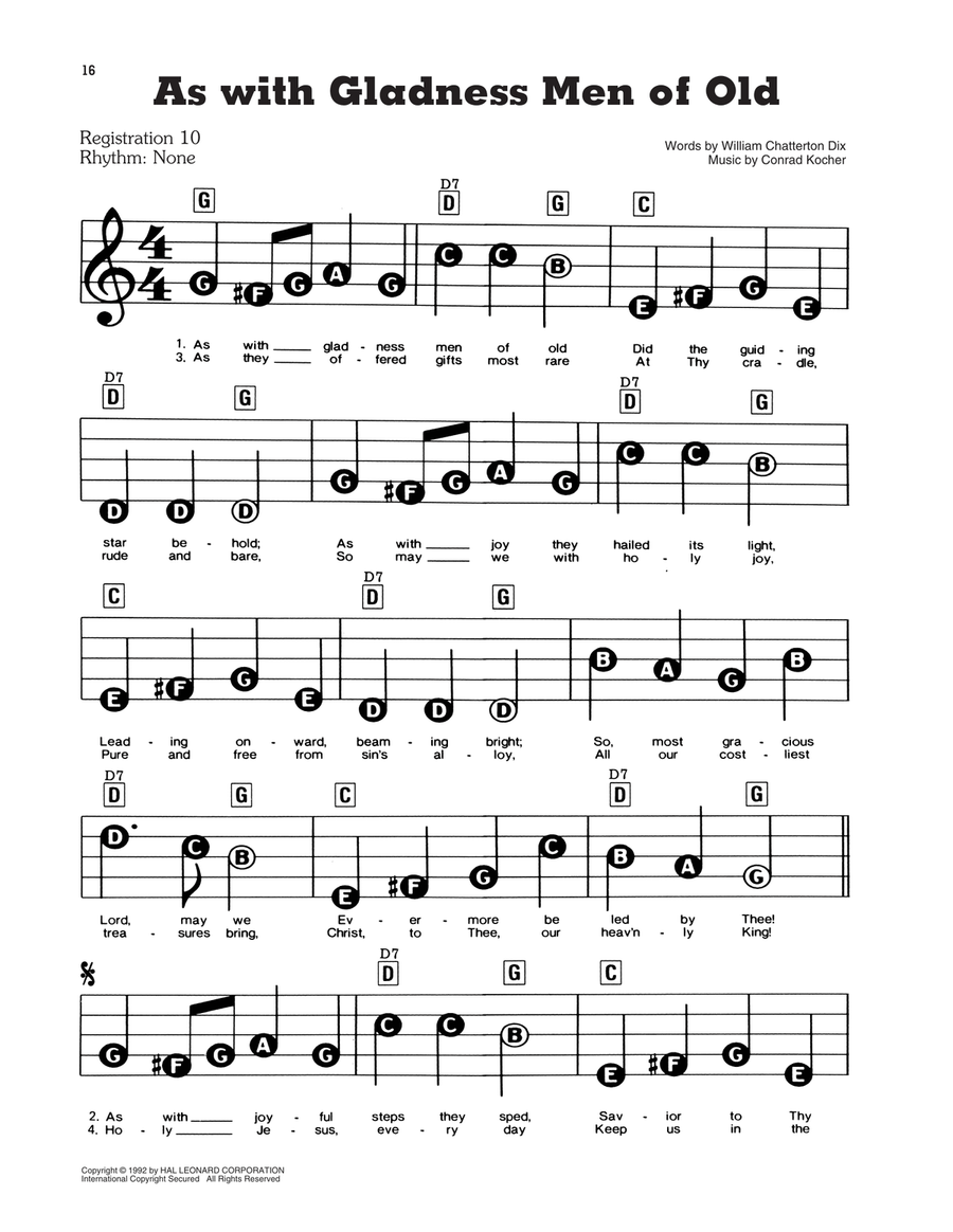 As With Gladness Men Of Old Electronic Keyboard scores gallery preview page 1