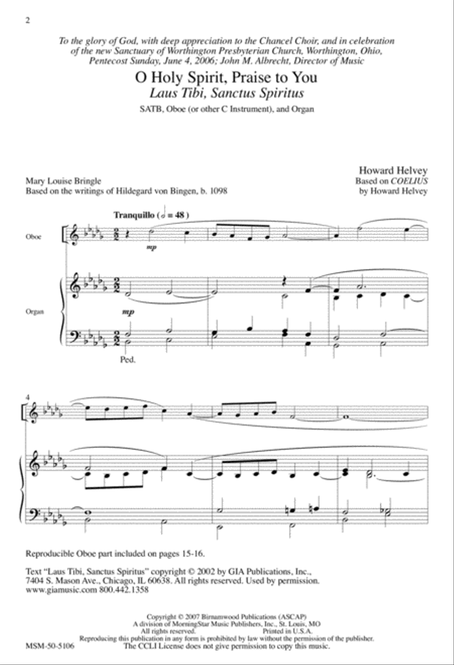 O Holy Spirit, Praise to You 4-Part scores gallery preview page 2