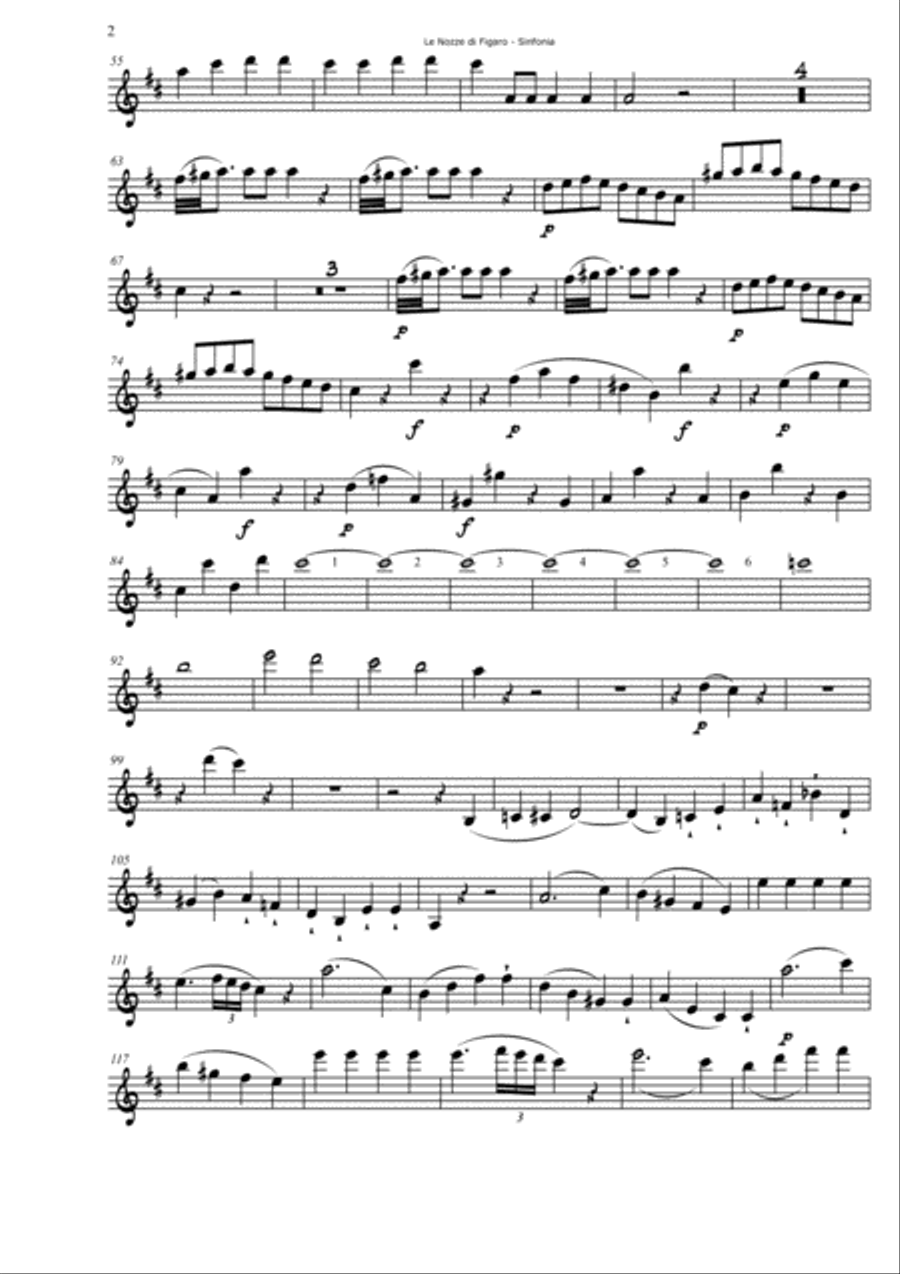 W.A. Mozart Le Nozze di Figaro (The Marriage of Figaro) SINFONIA for Clarinet Choir Set of Parts Clarinet Choir scores gallery preview page 2