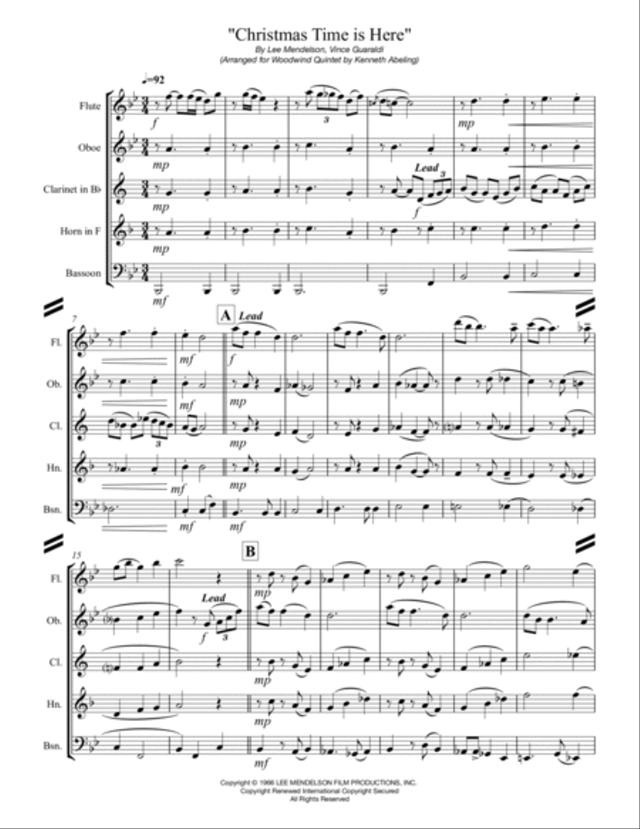 Christmas Time Is Here Christmas Time Is Here Woodwind Quintet scores gallery preview page 2