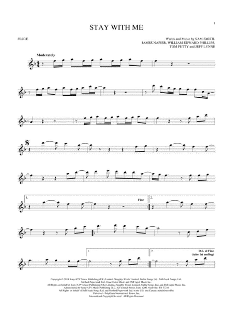 Stay With Me Flute Solo scores gallery preview page 1