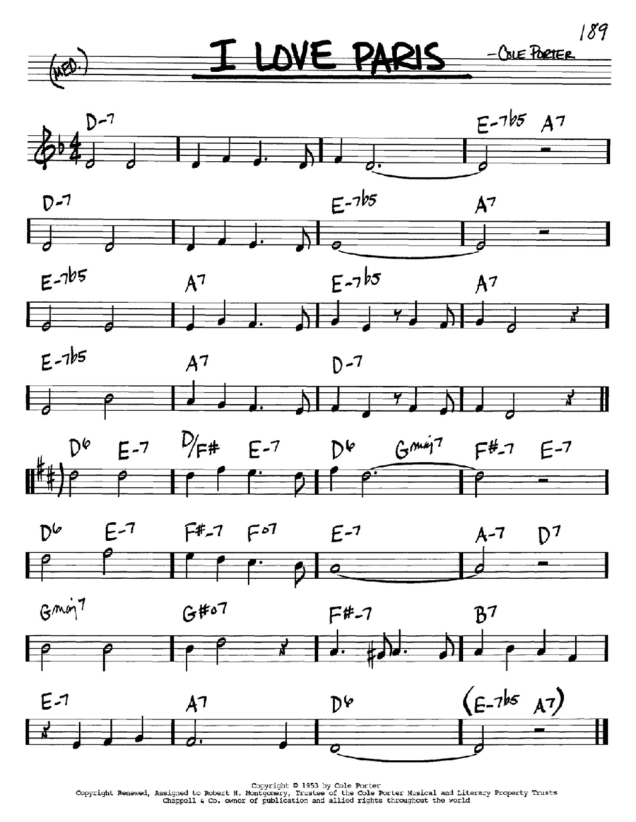 I Love Paris I Love Paris B-Flat Instrument scores gallery preview page 1
