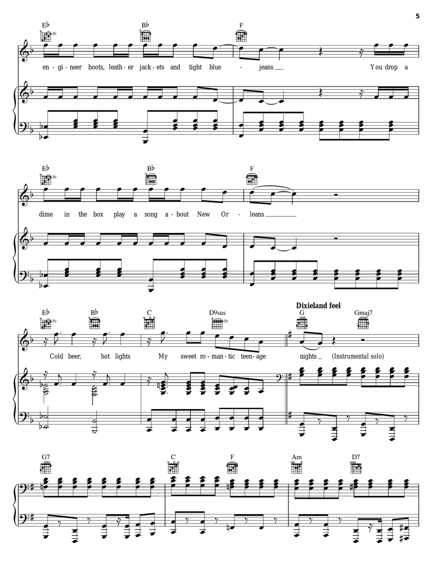 Scenes From An Italian Restaurant Piano, Vocal, Guitar scores gallery preview page 5