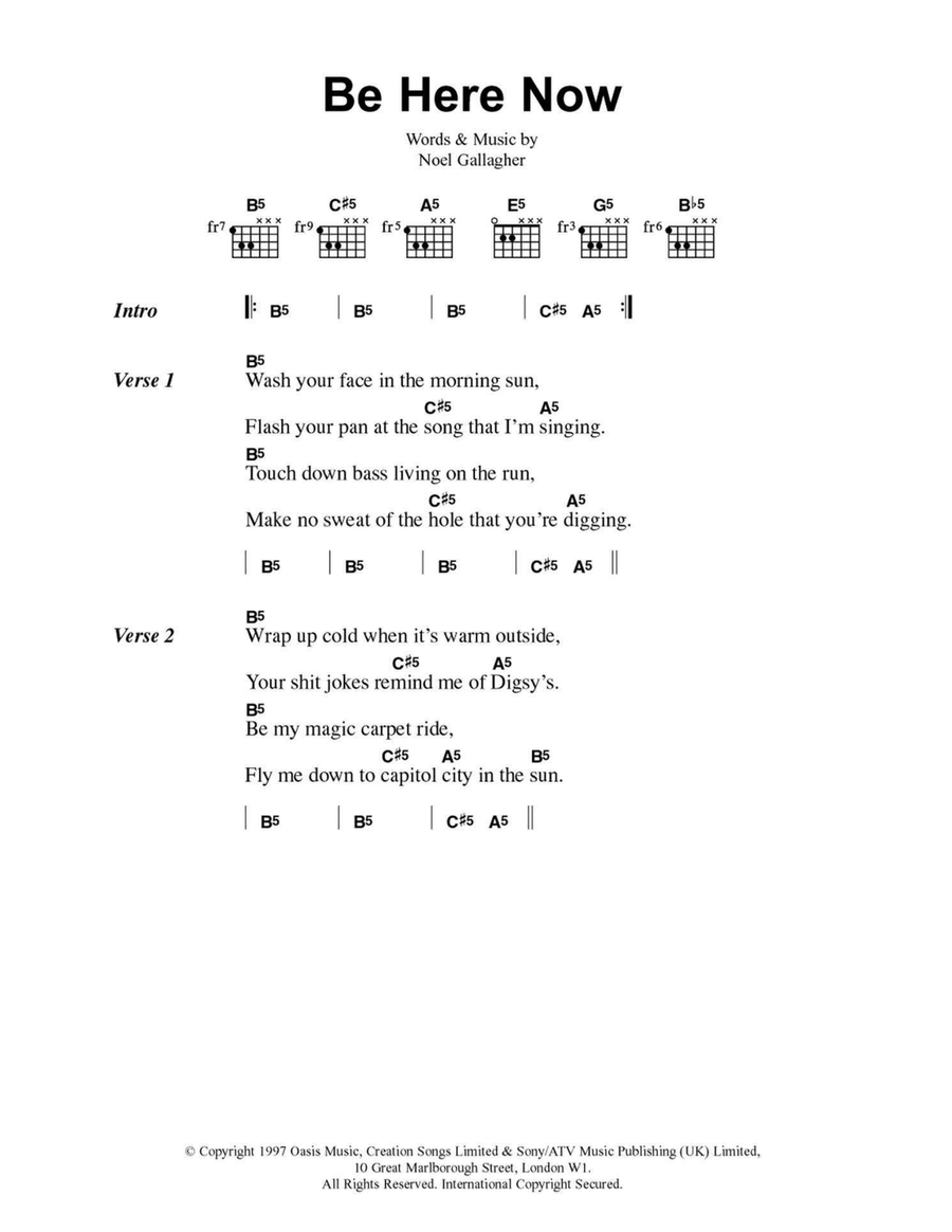 Be Here Now Easy Guitar scores gallery preview page 1