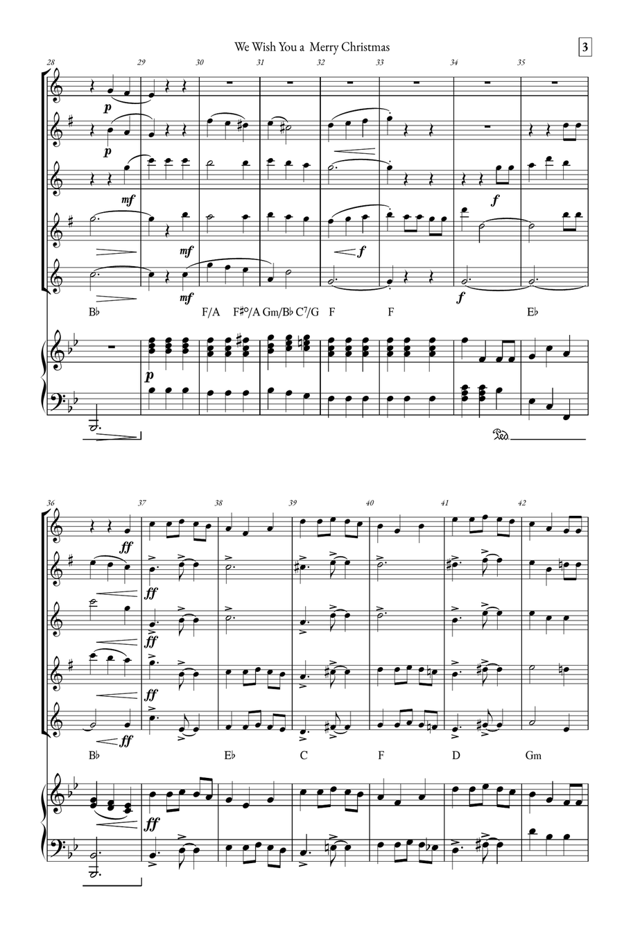 We Wish You a Merry Christmas Small Ensemble scores gallery preview page 3