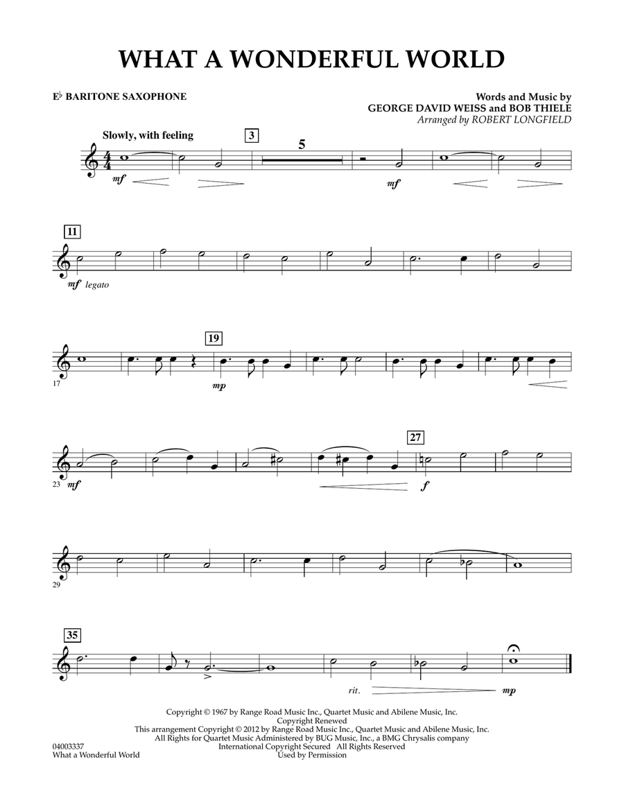 What A Wonderful World - Eb Baritone Saxophone Concert Band scores gallery preview page 1