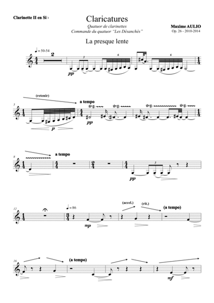 Claricatures, for clarinet quartet - set of parts